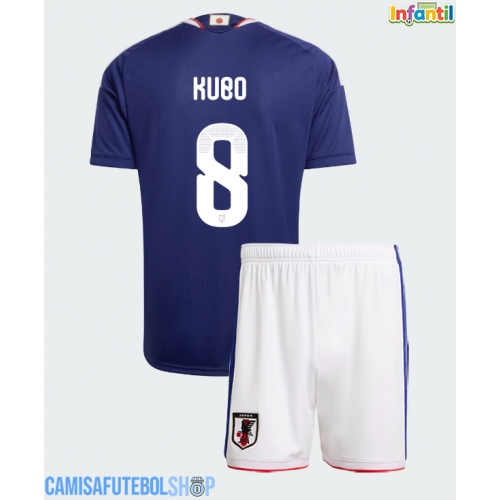 Camisa de time de futebol Japão Takefusa Kubo #8 Replicas 1º Equipamento Infantil Mundo 2026 Manga Curta (+ Calças curtas)